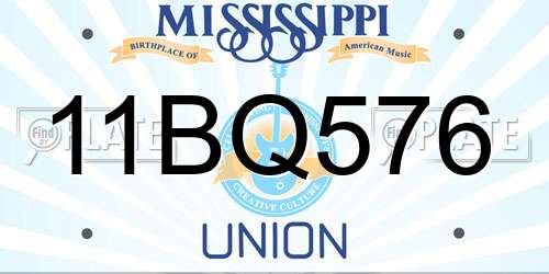 11BQ576 Mississippi License Plate