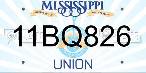 11BQ826 Mississippi License Plate