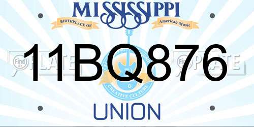 11BQ876 Mississippi License Plate
