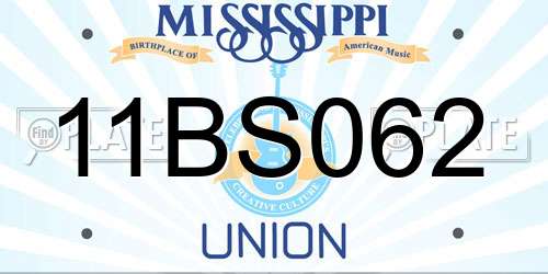 11BS062 Mississippi License Plate
