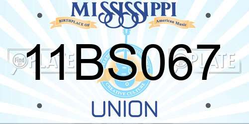 11BS067 Mississippi License Plate