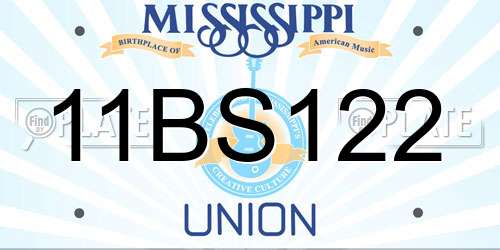 11BS122 Mississippi License Plate