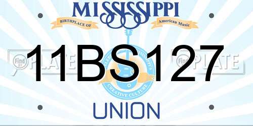 11BS127 Mississippi License Plate