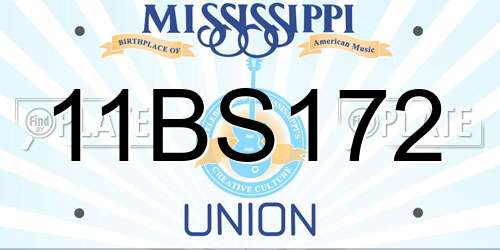 11BS172 Mississippi License Plate