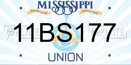 11BS177 Mississippi License Plate