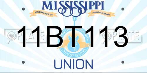 11BT113 Mississippi License Plate