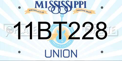 11BT228 Mississippi License Plate