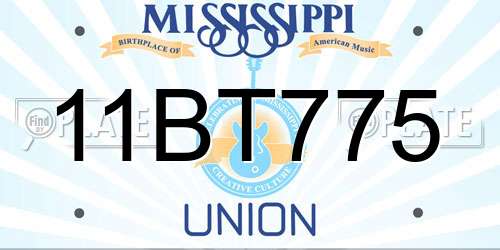 11BT775 Mississippi License Plate