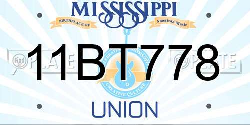 11BT778 Mississippi License Plate