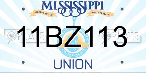 11BZ113 Mississippi License Plate