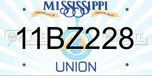 11BZ228 Mississippi License Plate