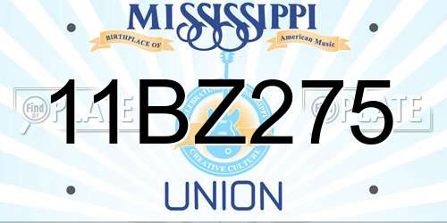 11BZ275 Mississippi License Plate