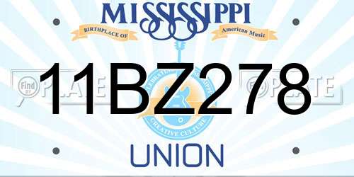 11BZ278 Mississippi License Plate