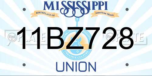 11BZ728 Mississippi License Plate