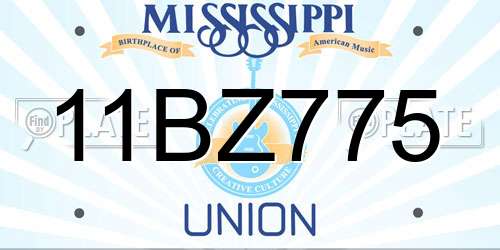 11BZ775 Mississippi License Plate