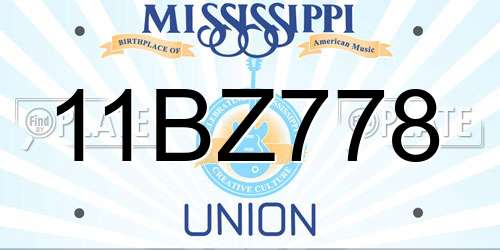 11BZ778 Mississippi License Plate