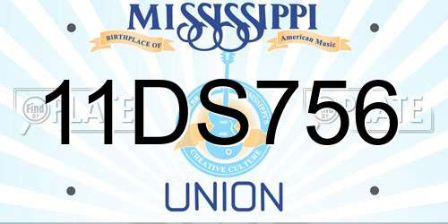 11DS756 Mississippi License Plate
