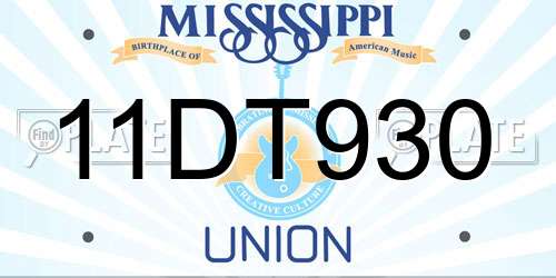 11DT930 Mississippi License Plate