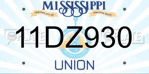 11DZ930 Mississippi License Plate