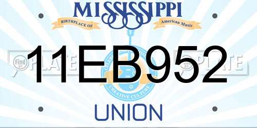 11EB952 Mississippi License Plate