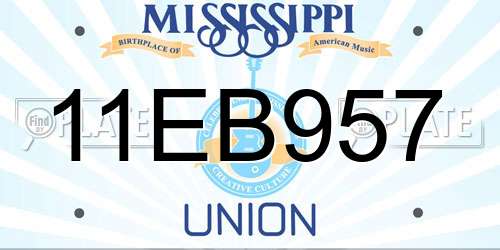 11EB957 Mississippi License Plate
