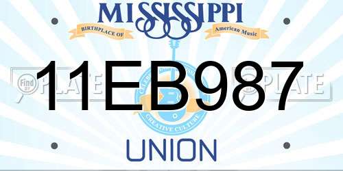 11EB987 Mississippi License Plate