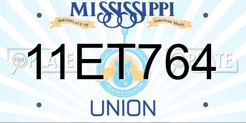11ET764 Mississippi License Plate