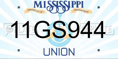 11GS944 Mississippi License Plate