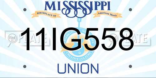 11IG558 Mississippi License Plate
