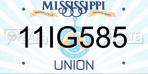 11IG585 Mississippi License Plate