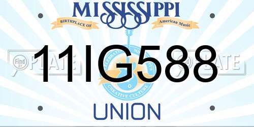 11IG588 Mississippi License Plate