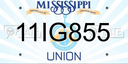 11IG855 Mississippi License Plate
