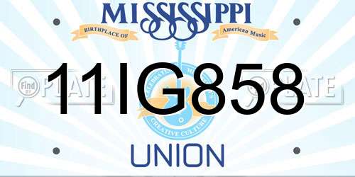 11IG858 Mississippi License Plate