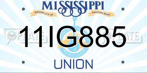 11IG885 Mississippi License Plate