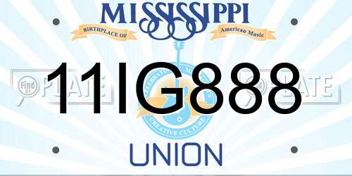 11IG888 Mississippi License Plate
