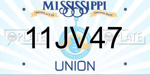 11JV47 Mississippi License Plate