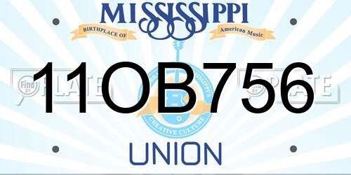 11OB756 Mississippi License Plate