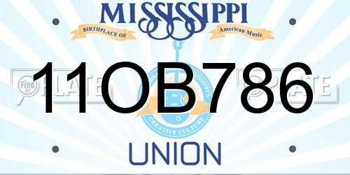 11OB786 Mississippi License Plate