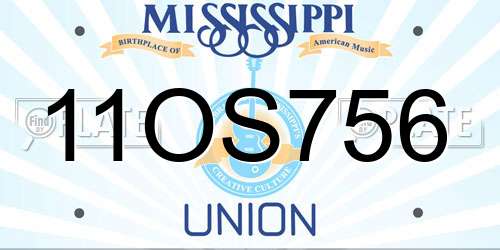 11OS756 Mississippi License Plate
