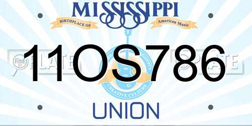11OS786 Mississippi License Plate