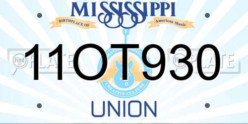 11OT930 Mississippi License Plate