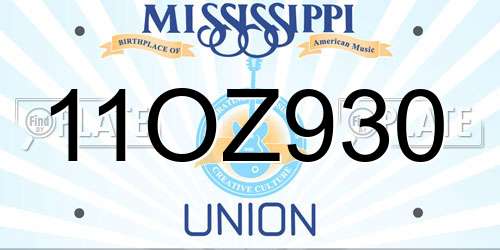 11OZ930 Mississippi License Plate