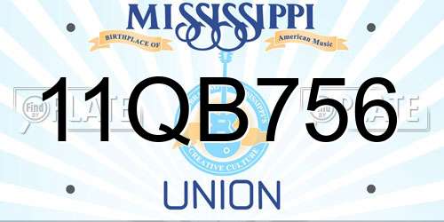 11QB756 Mississippi License Plate