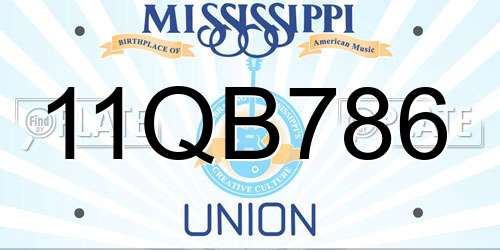11QB786 Mississippi License Plate