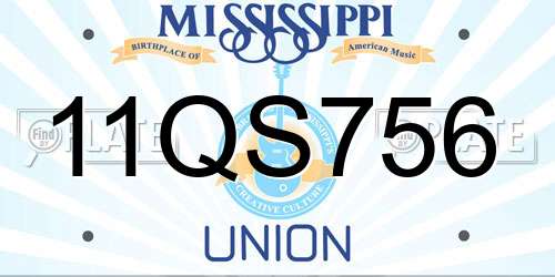 11QS756 Mississippi License Plate