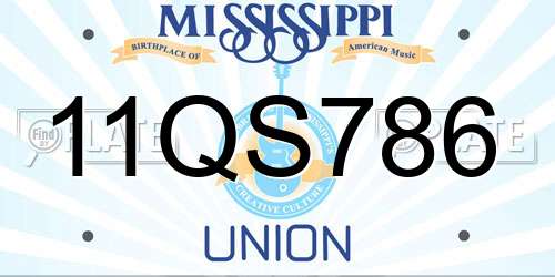 11QS786 Mississippi License Plate