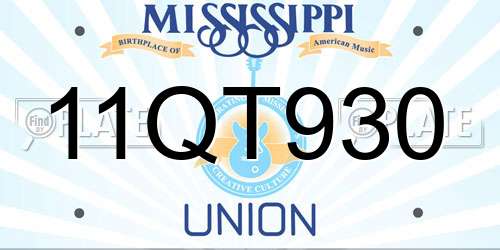 11QT930 Mississippi License Plate