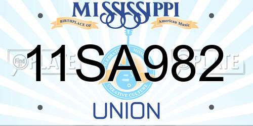 11SA982 Mississippi License Plate