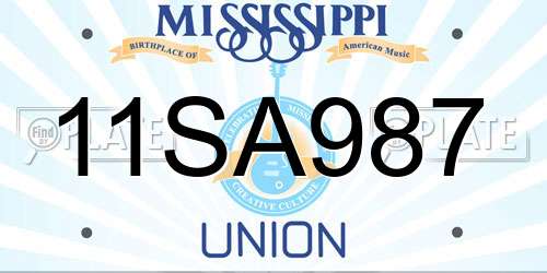 11SA987 Mississippi License Plate