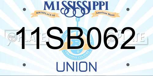 11SB062 Mississippi License Plate